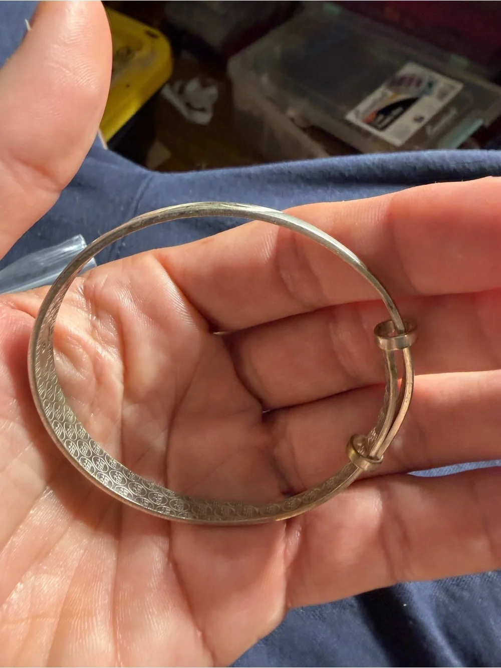 Vintage 925 Sterling Silver Textured Expandable Bangle Bracelet